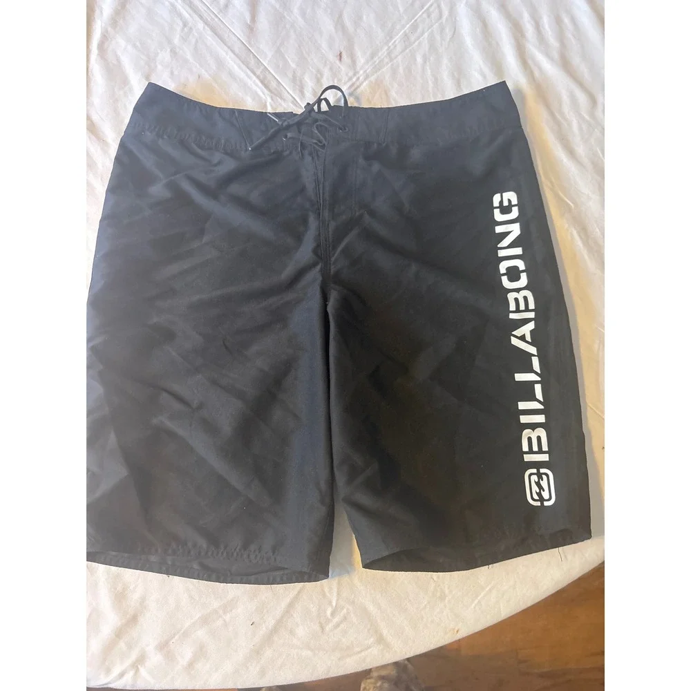 Billabong Board Shorts Mens 34 Black Surf Swim Lace Up Solid